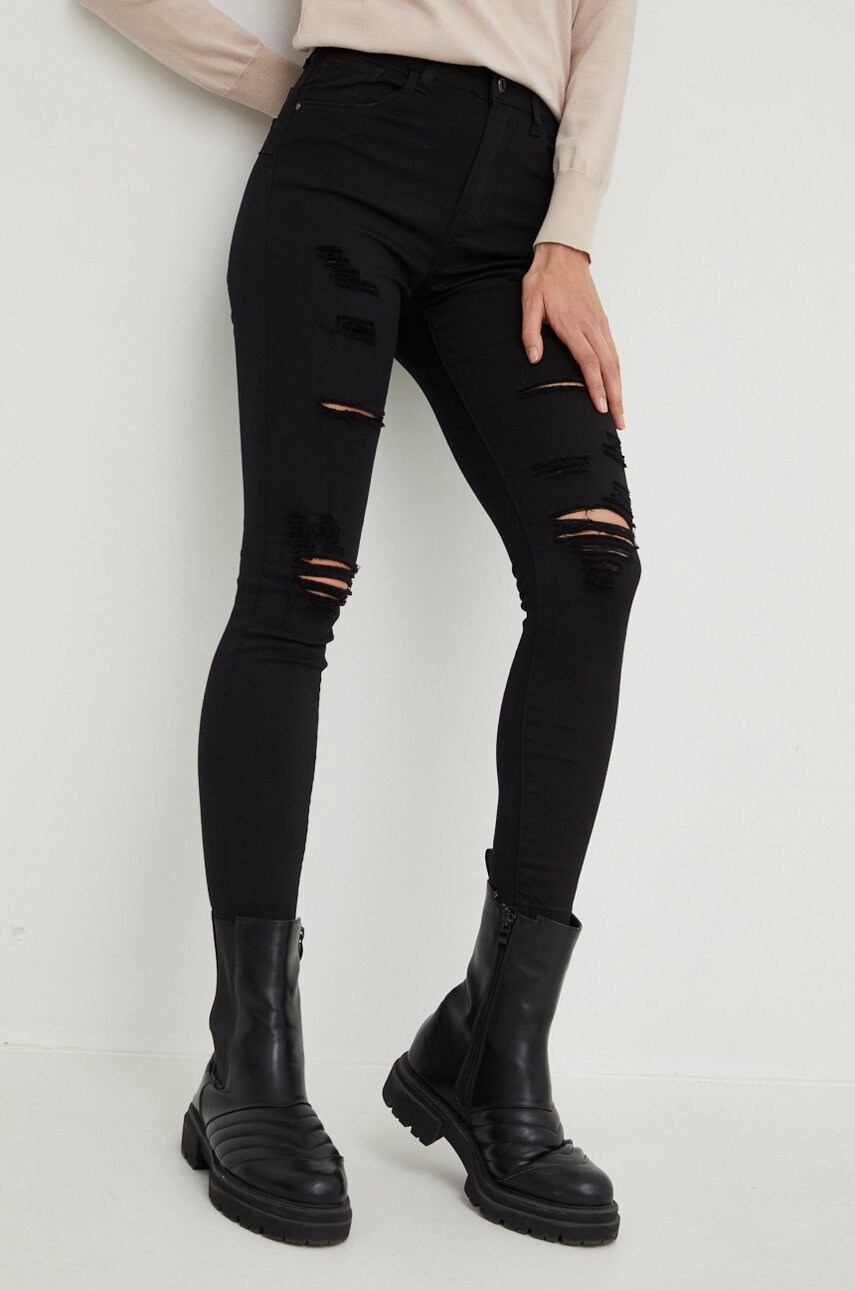 Answear lab jeansi push up femei, culoarea negru, high waist