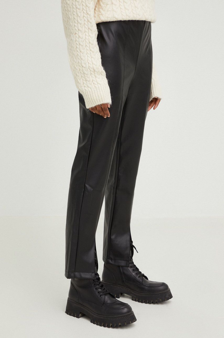 Kalhoty Answear Lab dámské, černá barva, přiléhavé, high waist - černá -  50% Polyamid