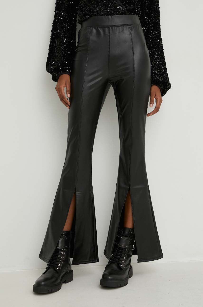 Answear Lab pantaloni femei, culoarea negru, evazati, high waist image0