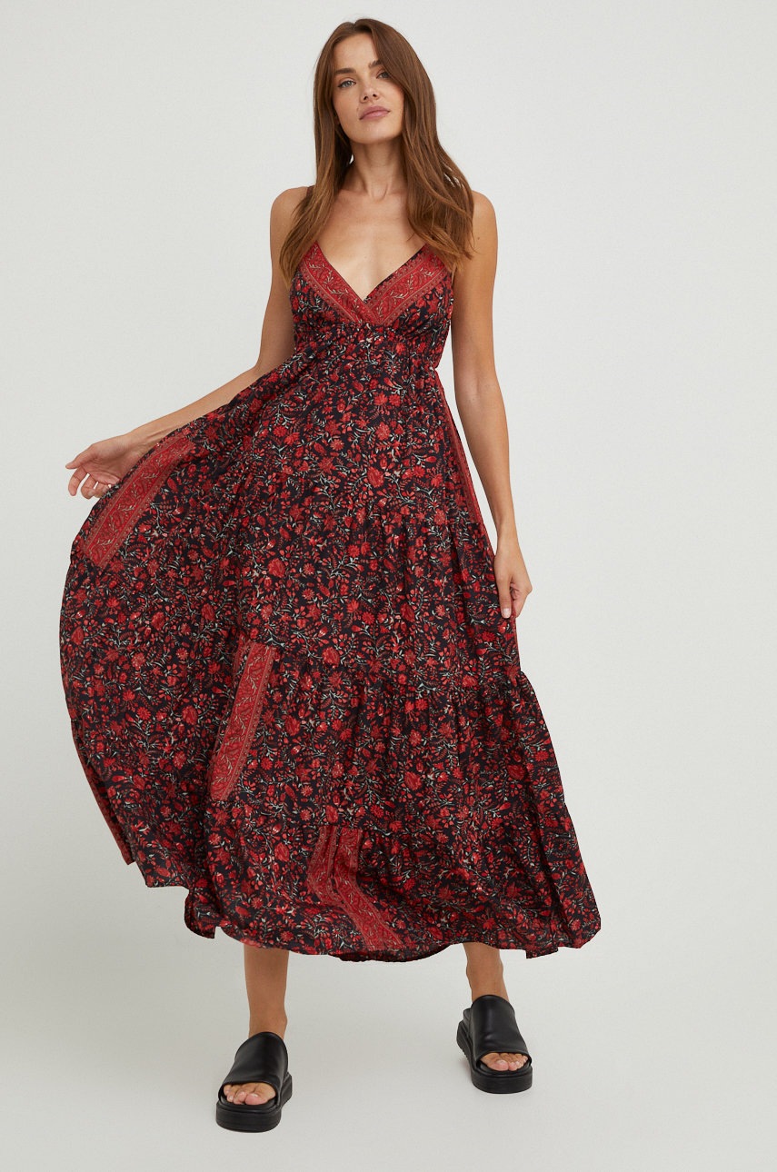 

Сукня з шовком Answear Lab Silk Blended колір червоний maxi розкльошена