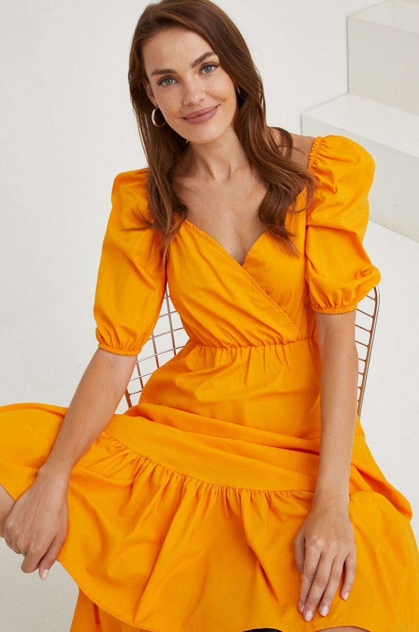 Answear lab rochie culoarea portocaliu, midi, evazati