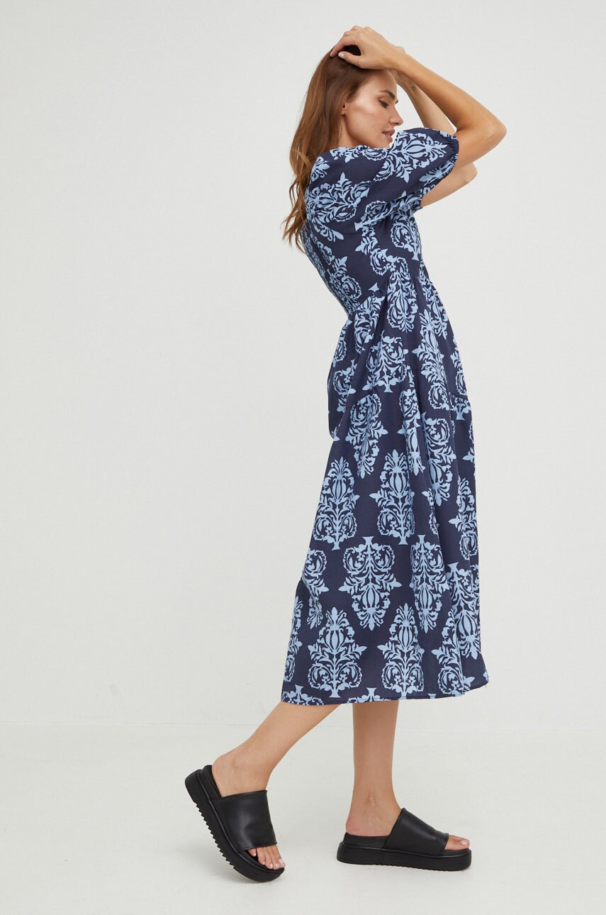 Answear lab rochie din bumbac culoarea albastru marin, midi, evazati