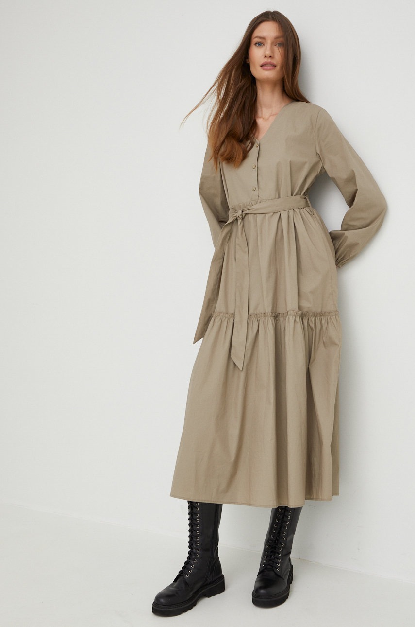 

Бавовняна сукня Answear Lab колір зелений midi oversize