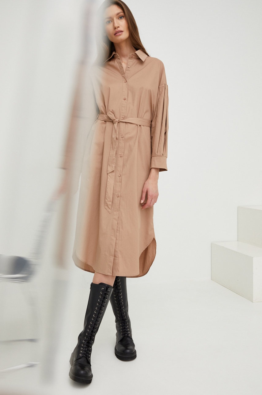 

Бавовняна сукня Answear Lab колір бежевий midi oversize