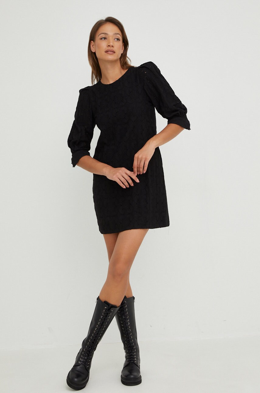 Answear lab rochie din bumbac culoarea negru, mini, mulata