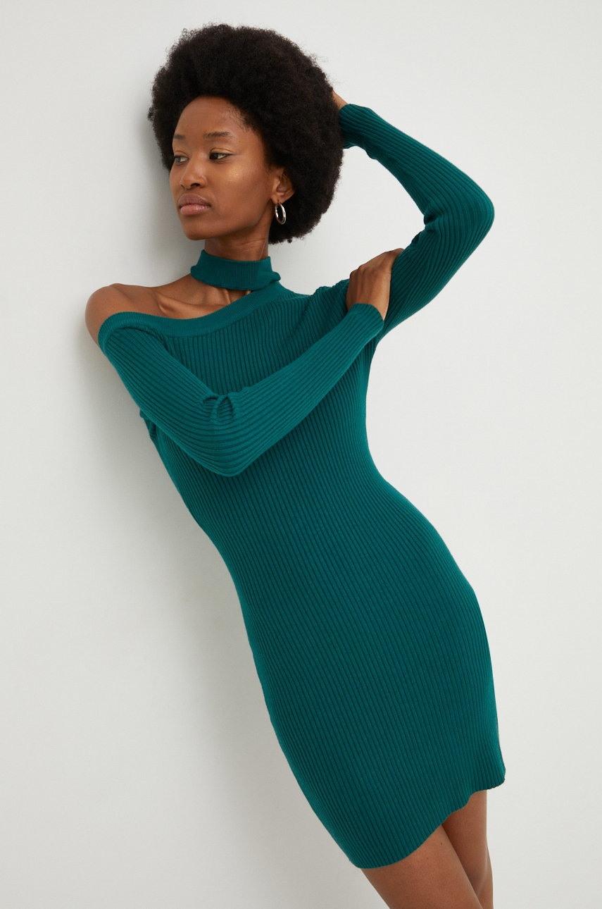 Answear Lab rochie culoarea verde, mini, mulata