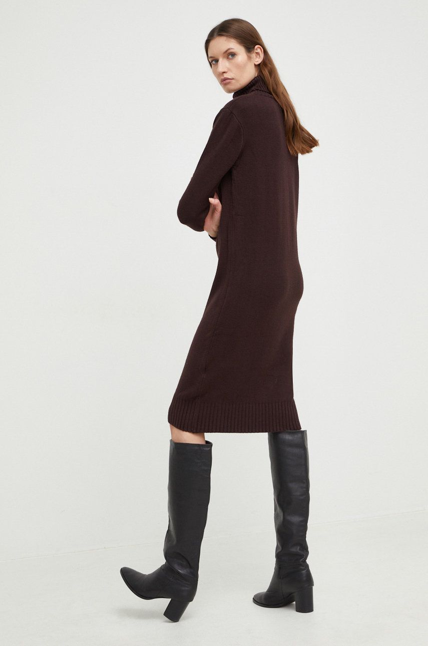 Answear Lab rochie din amestec de lana culoarea maro, mini, drept