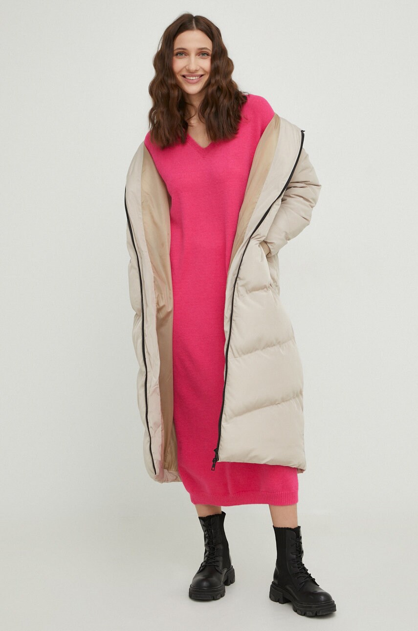 

Платье с шерстью Answear Lab цвет розовый maxi oversize
