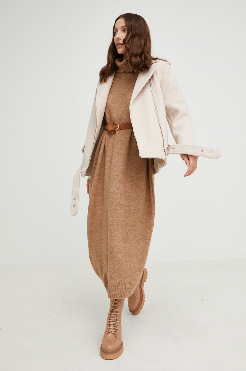 

Платье с шерстью Answear Lab цвет коричневый midi oversize