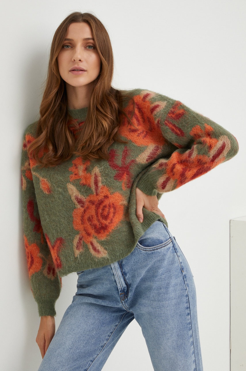 Answear Lab pulover de lana femei, culoarea verde, călduros