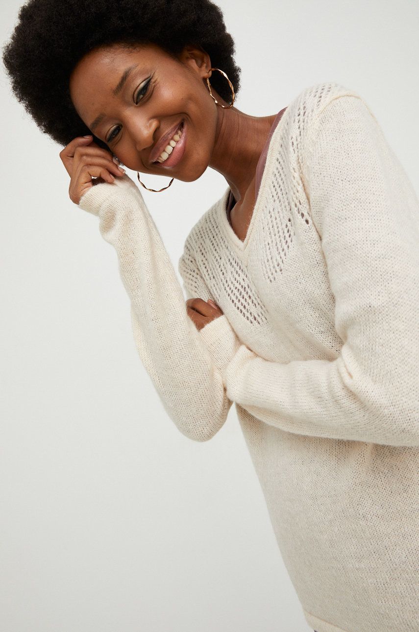 Answear Lab pulover de lana femei, culoarea bej, light Answear Lab imagine noua