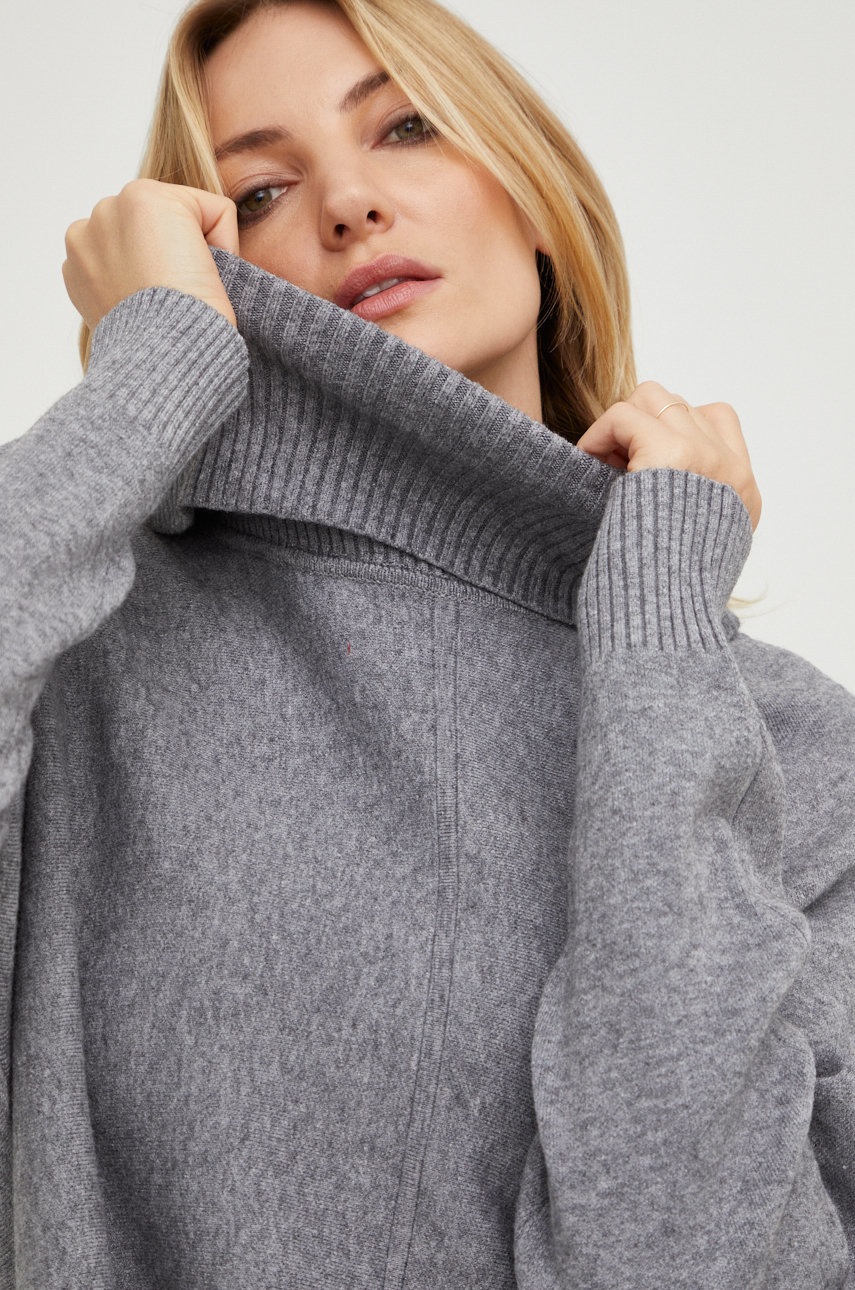 

Пуловер Answear Lab дамски в сиво с поло, Сив