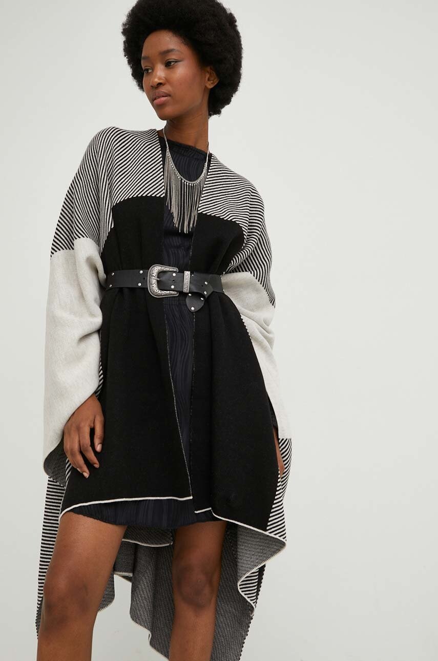 Answear lab poncho femei, culoarea negru