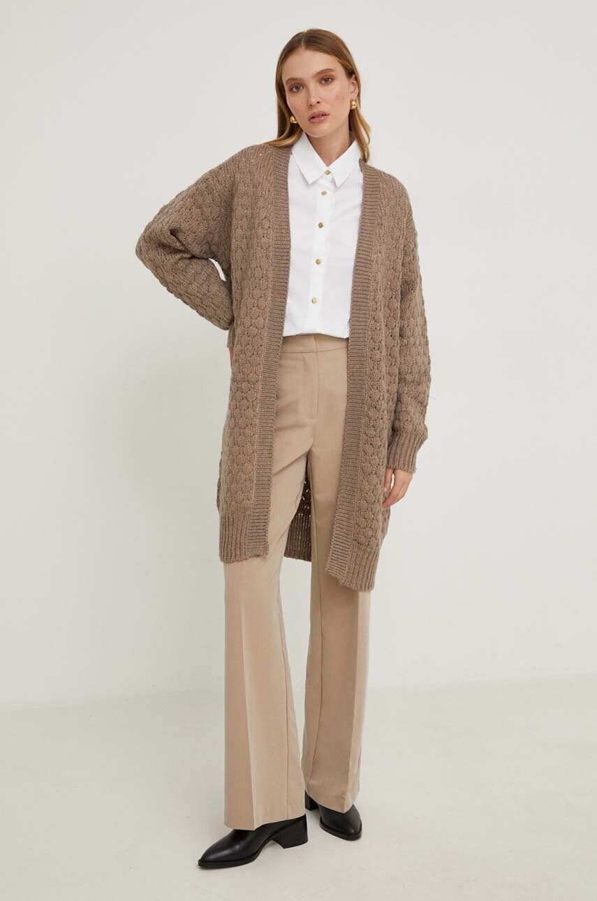 Answear Lab cardigan de lana culoarea maro