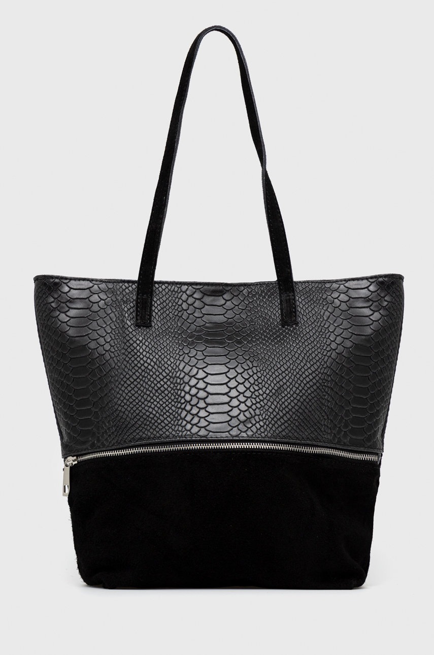 

Кожена чанта Answear Lab в черно, Черен
