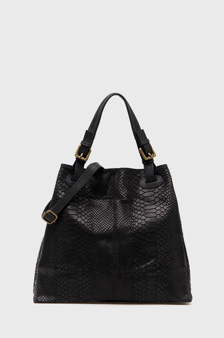 

Кожена чанта Answear Lab в черно, Черен