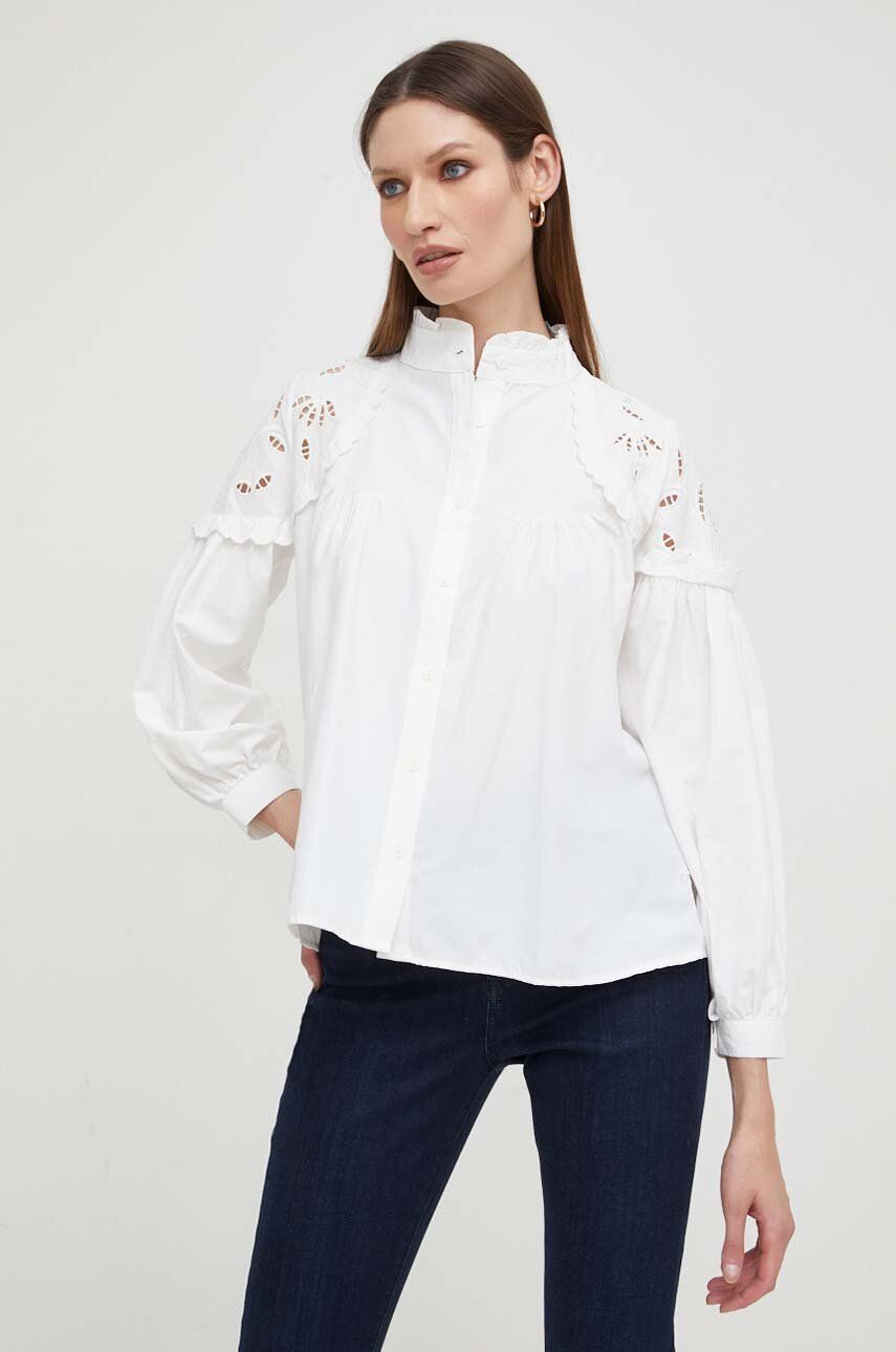 Košile Answear Lab bílá barva, regular, se stojáčkem - bílá -  100 % Bavlna