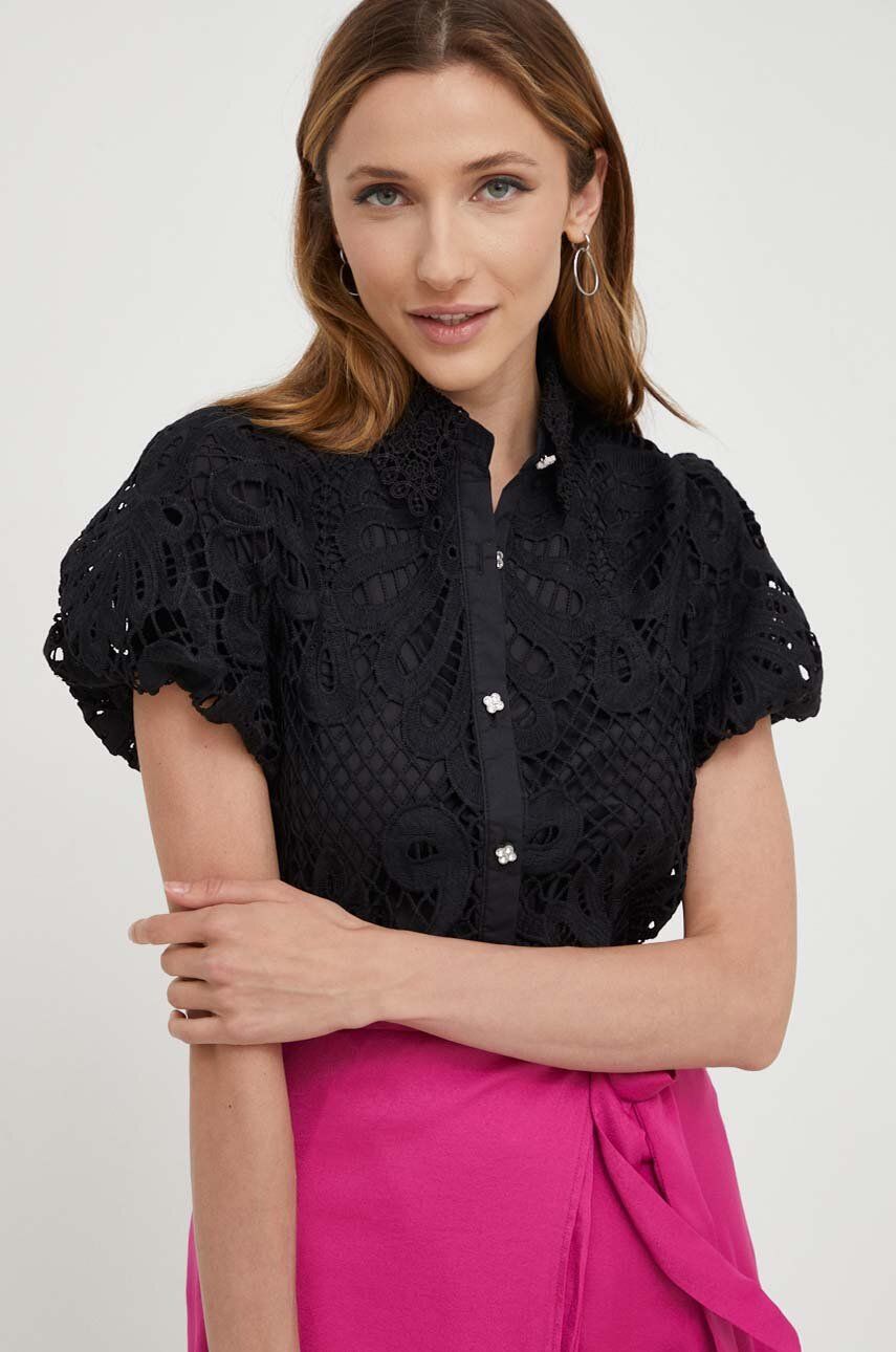 Answear Lab bluza femei, culoarea negru, cu guler clasic, regular Answear