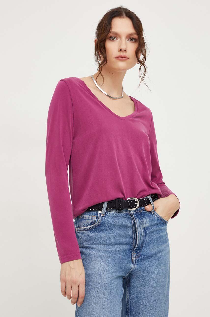 Tričko s dlouhým rukávem Answear Lab růžová barva - růžová - 80 % Modal