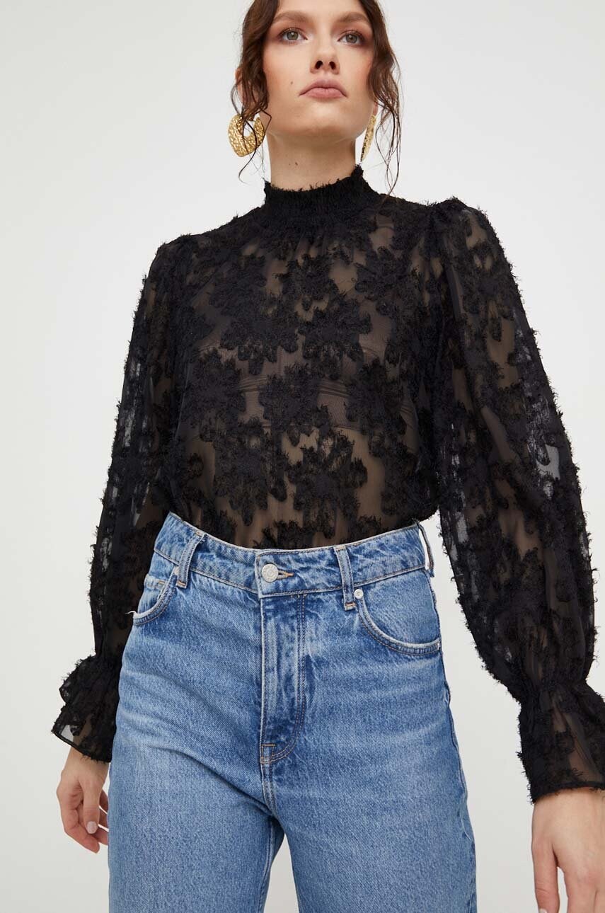 

Блуза Answear Lab в черно с десен, Черен