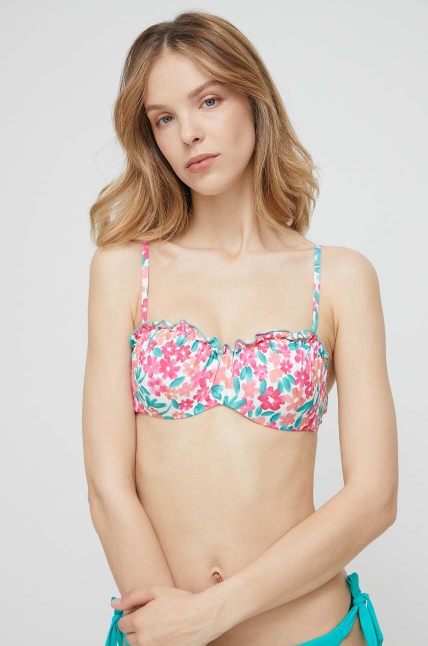 Answear Lab sutien de baie culoarea turcoaz, cupa rigidizata