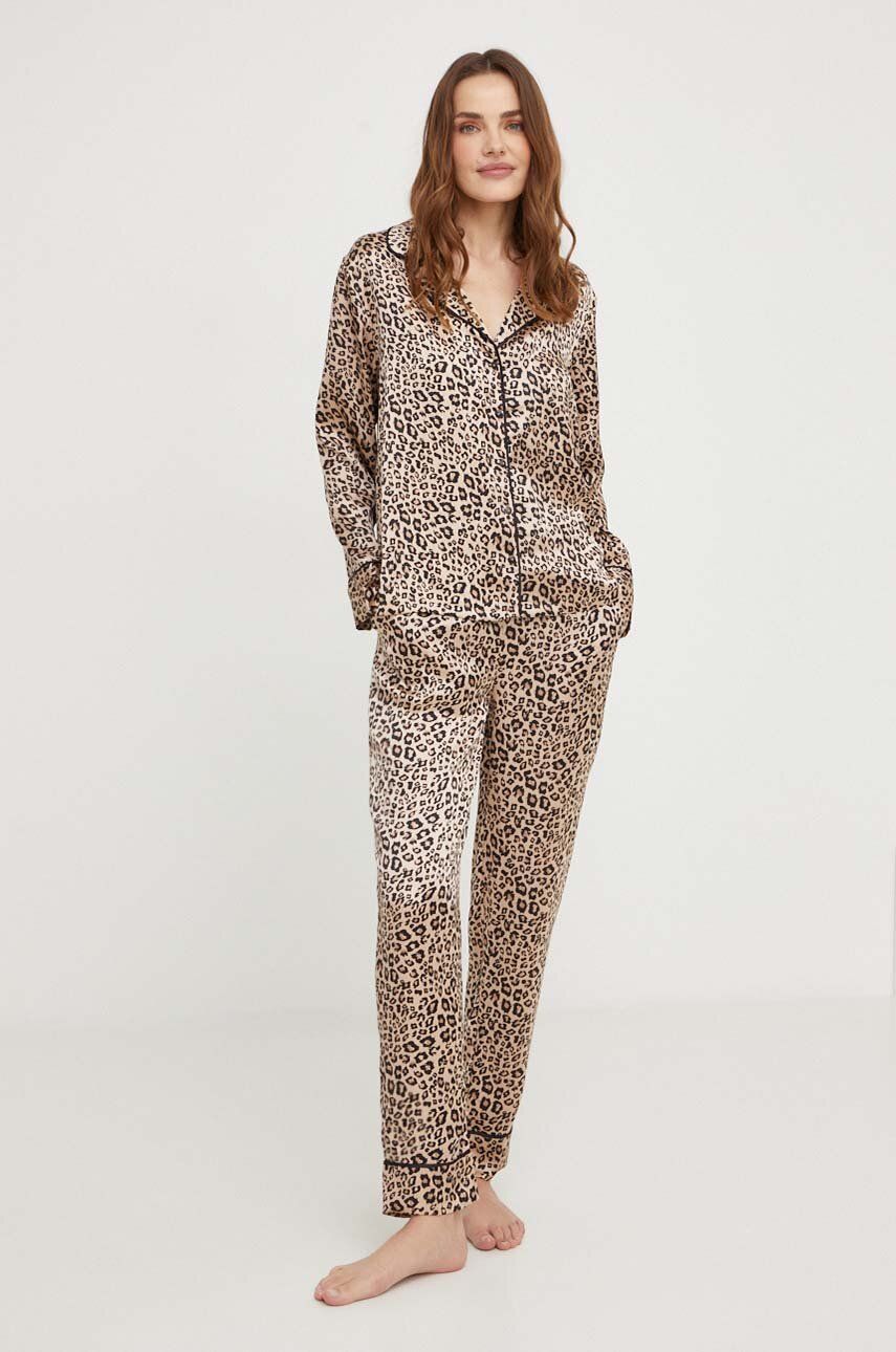 Answear Lab pijama femei, culoarea maro