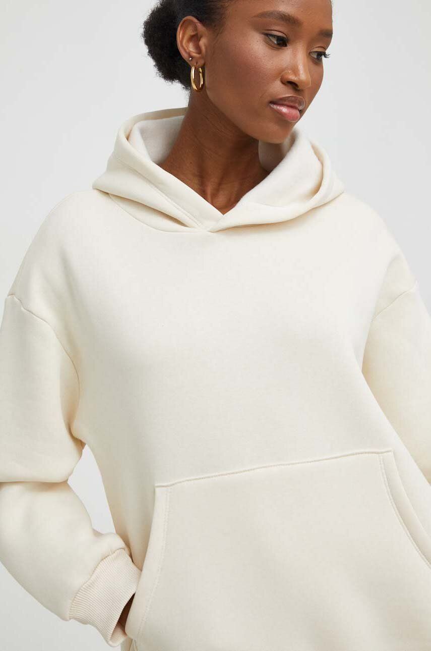 Mikina Answear Lab dámská, béžová barva, s kapucí, hladká - béžová - 80 % Bavlna