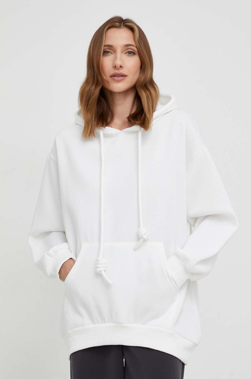 Mikina Answear Lab dámská, bílá barva, s kapucí, hladká - bílá - 85 % Polyester