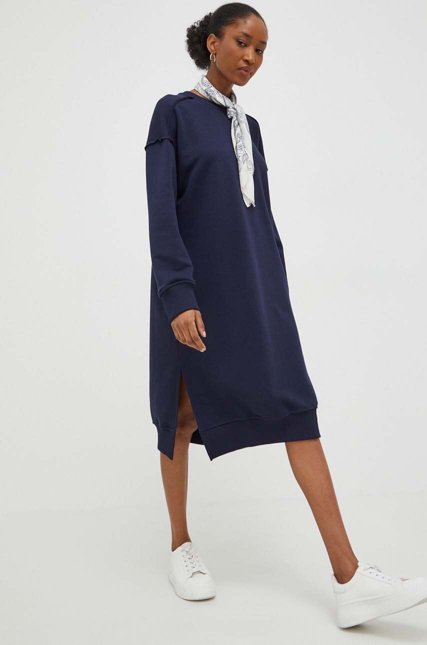 Šaty Answear Lab tmavomodrá barva, mini, oversize - námořnická modř - 65 % Polyester