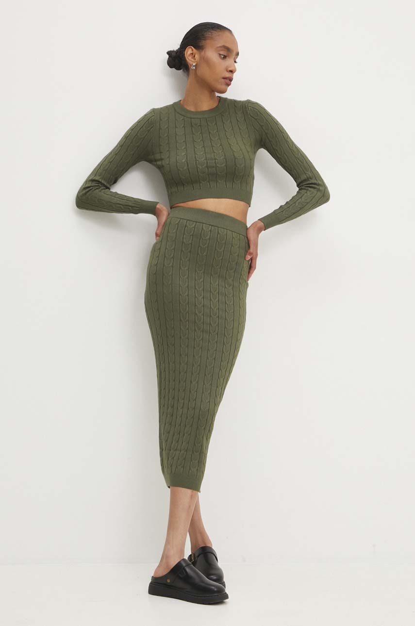 Answear Lab set pulover și fustă culoarea verde