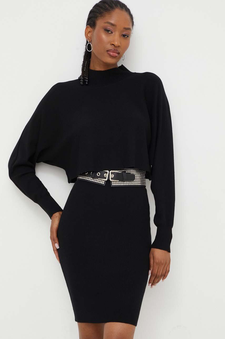Šaty a svetr Answear Lab černá barva, mini - černá -  60 % Viskóza