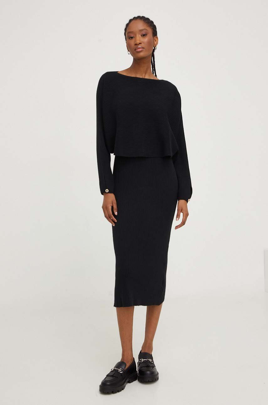 Šaty a svetr Answear Lab černá barva - černá - 40 % Polyamid