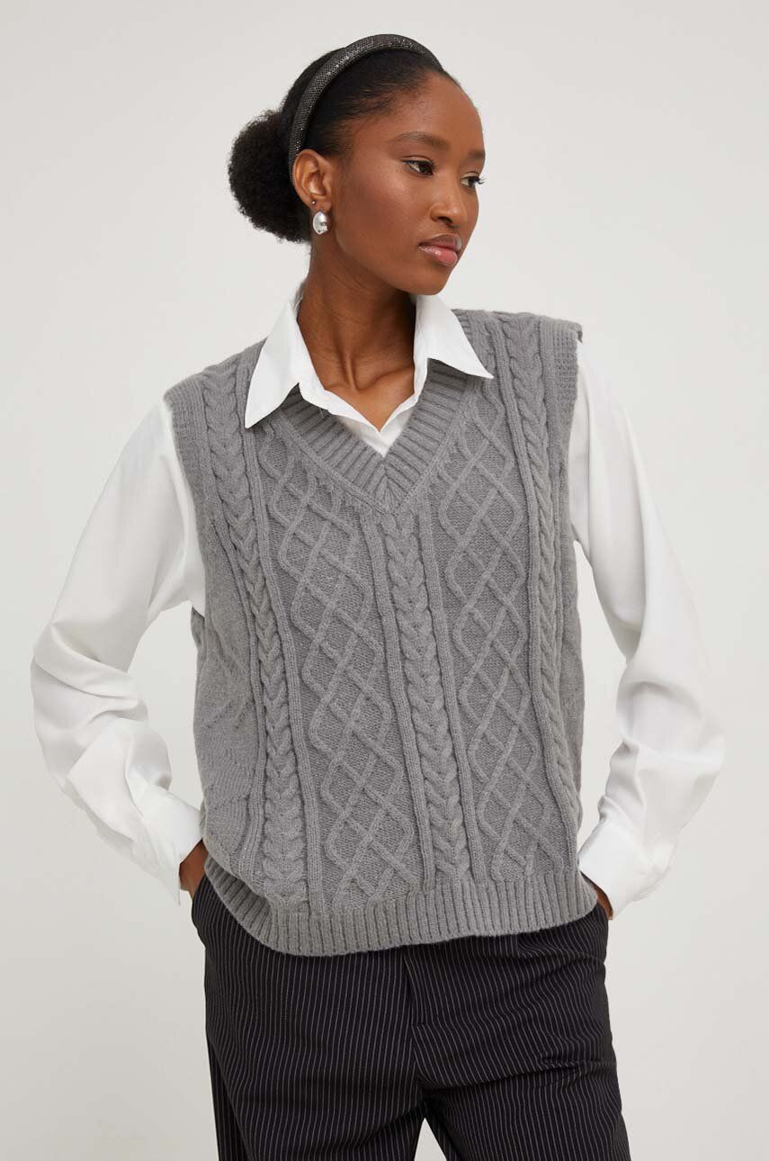 Košile a vesta Answear Lab šedá barva - šedá - Materiál č. 1: 65 % Viskóza