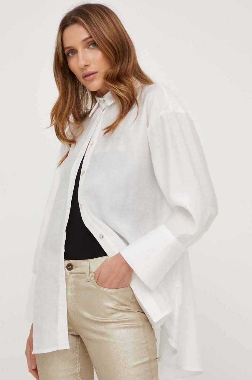Answear Lab camasa femei, culoarea alb, cu guler clasic, relaxed alb