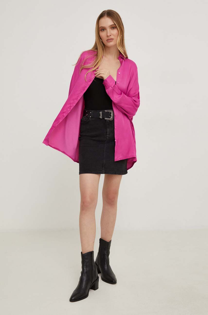 Košile Answear Lab X limited collection NO SHAME dámská, růžová barva, relaxed, s klasickým límcem -