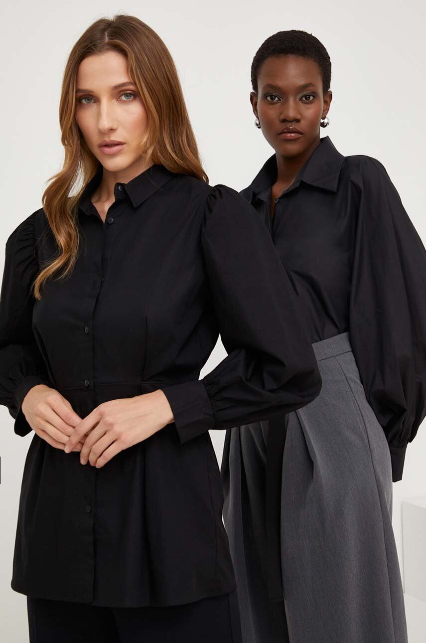 Answear Lab camasa din bumbac X limited collection NO SHAME femei, culoarea negru, cu guler clasic, regular
