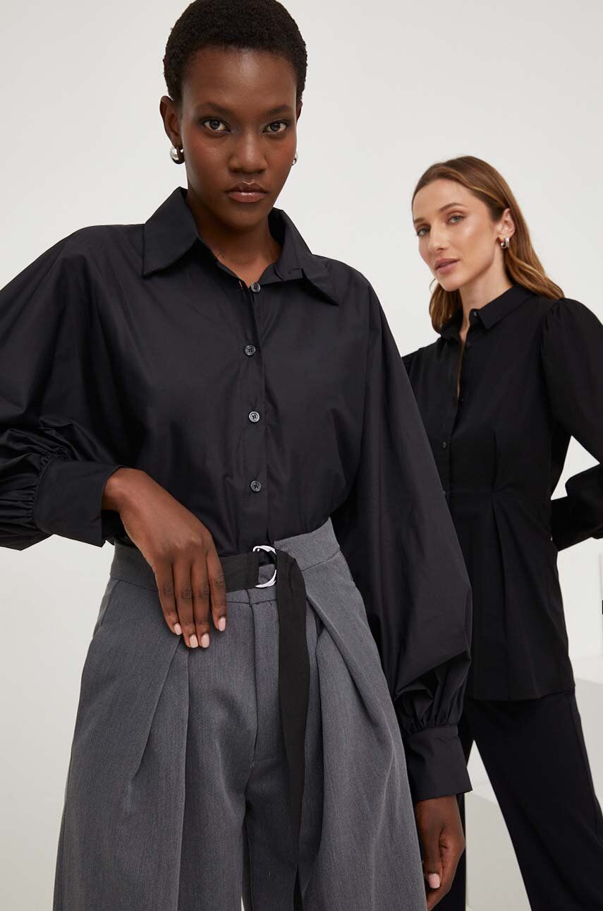 Answear Lab camasa din bumbac X limited collection NO SHAME femei, culoarea negru, cu guler clasic, relaxed