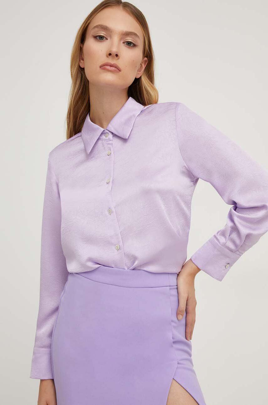 Košile Answear Lab dámská, fialová barva, regular, s klasickým límcem - fialová - 90 % Polyamid