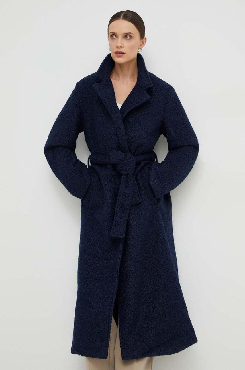 Kabát Answear Lab dámský, tmavomodrá barva, přechodný, bez zapínání - námořnická modř - 100 % Polyes