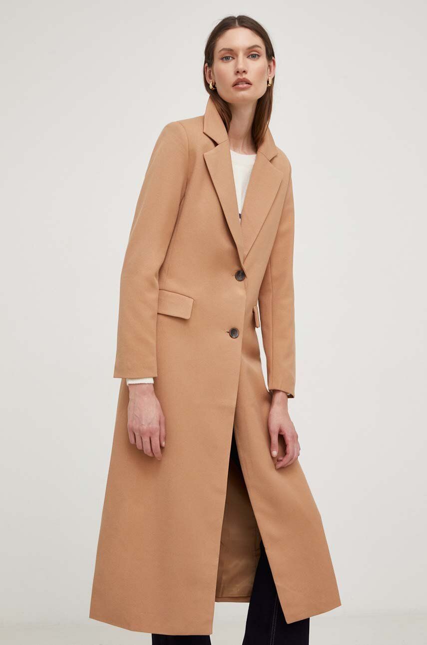Kabát Answear Lab dámský, hnědá barva, přechodný - hnědá -  90 % Polyester