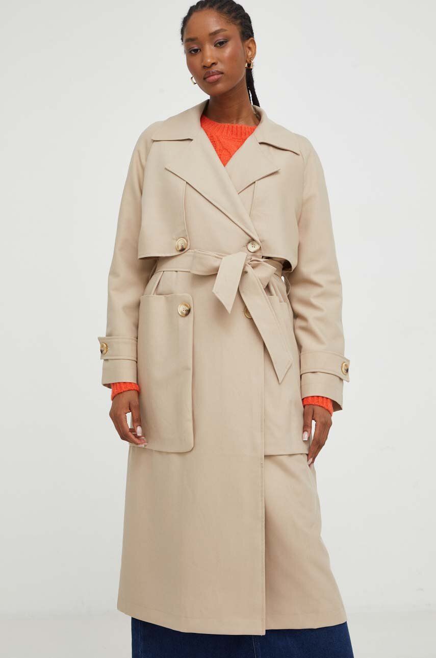 Trench kabát Answear Lab dámský, béžová barva, přechodný - béžová - Hlavní materiál: 78 % Polyester