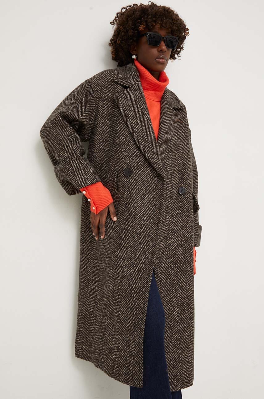 

Пальто з вовною Answear Lab колір коричневий перехідний oversize