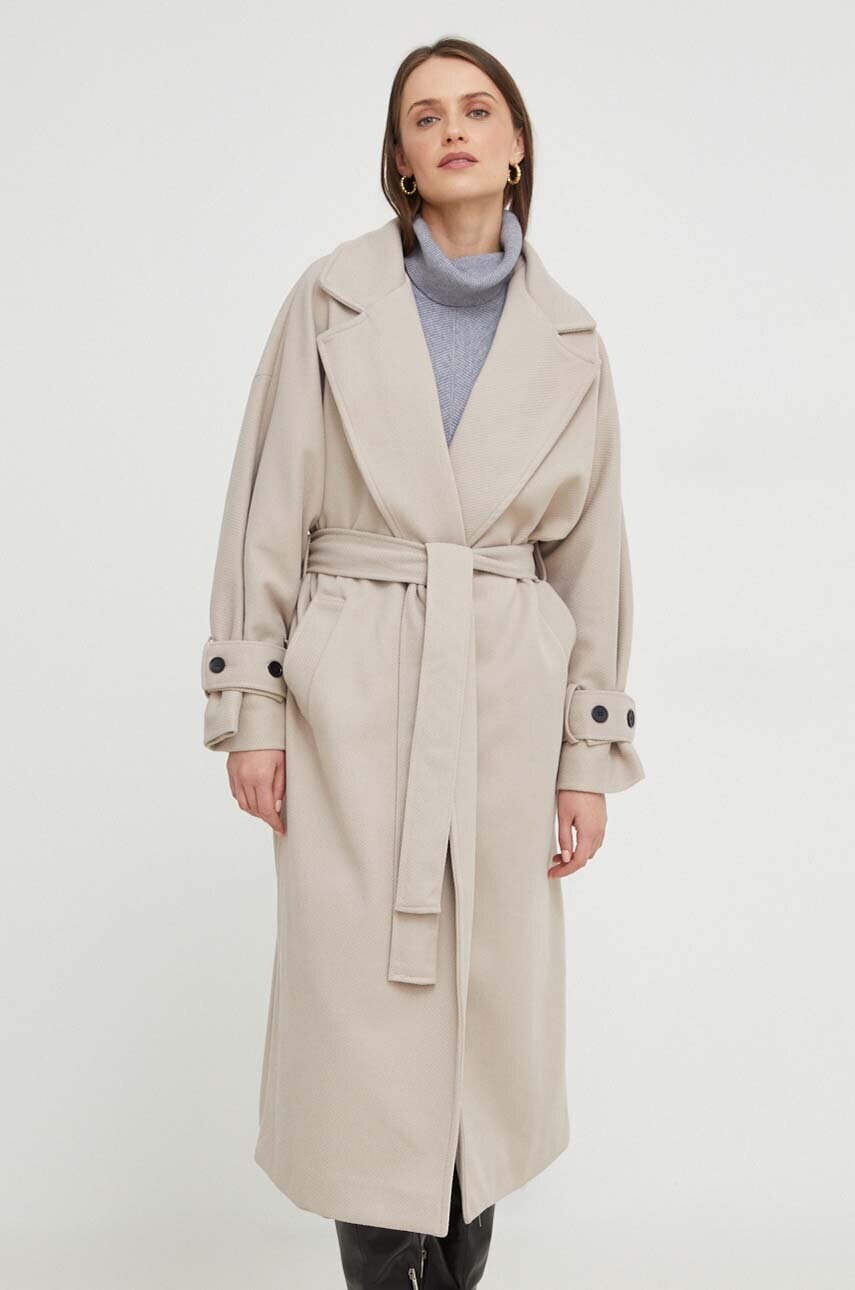 

Пальто Answear Lab жіноче колір бежевий перехідне oversize