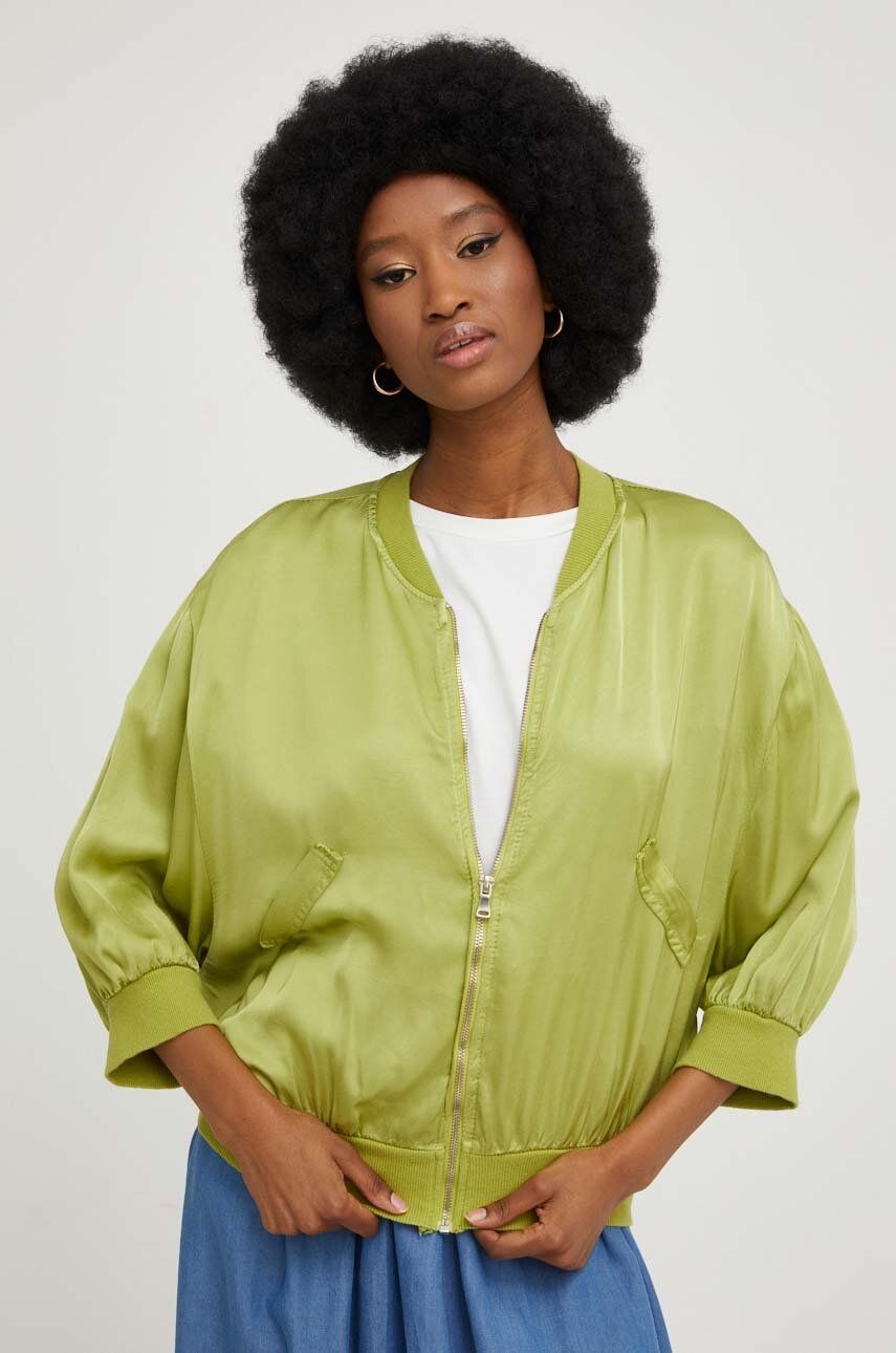 Answear Lab Geaca Bomber Femei, Culoarea Verde, De Tranzitie