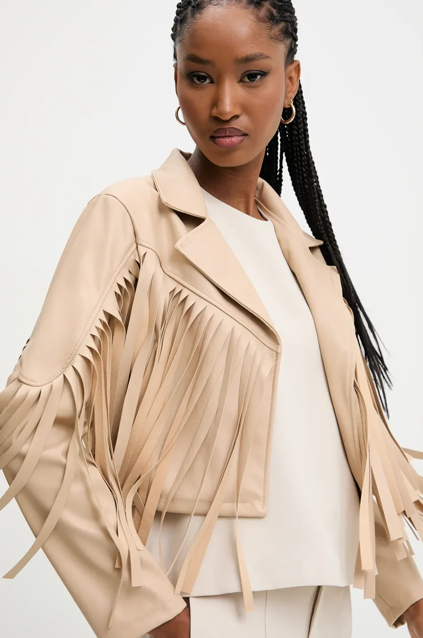 Answear.LAB kurtka damska kolor beżowy przejściowa
