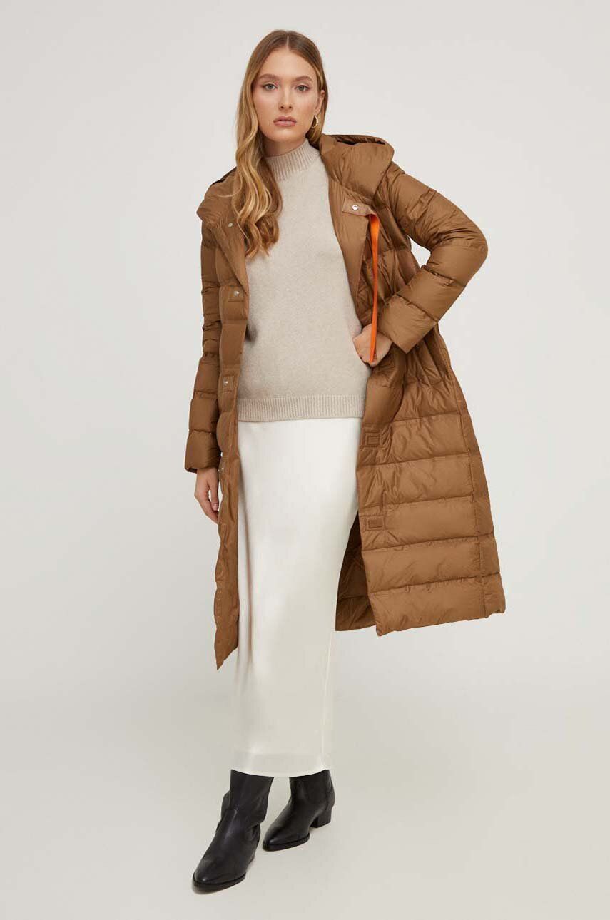 Péřová bunda Answear Lab dámská, hnědá barva, přechodná - hnědá - Hlavní materiál: 100 % Polyester