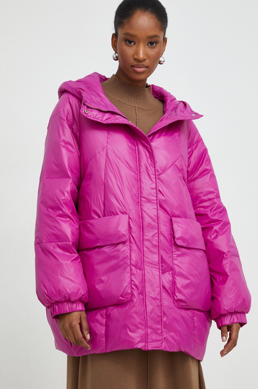 Péřová bunda Answear Lab dámská, růžová barva, zimní - růžová - Hlavní materiál: 100 % Polyamid