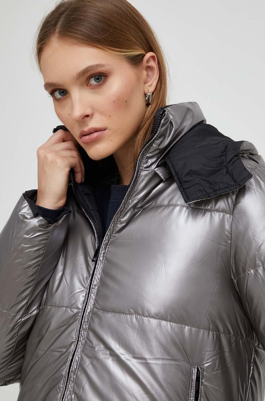 Levně Oboustranná bunda Answear Lab dámská, stříbrná barva, zimní