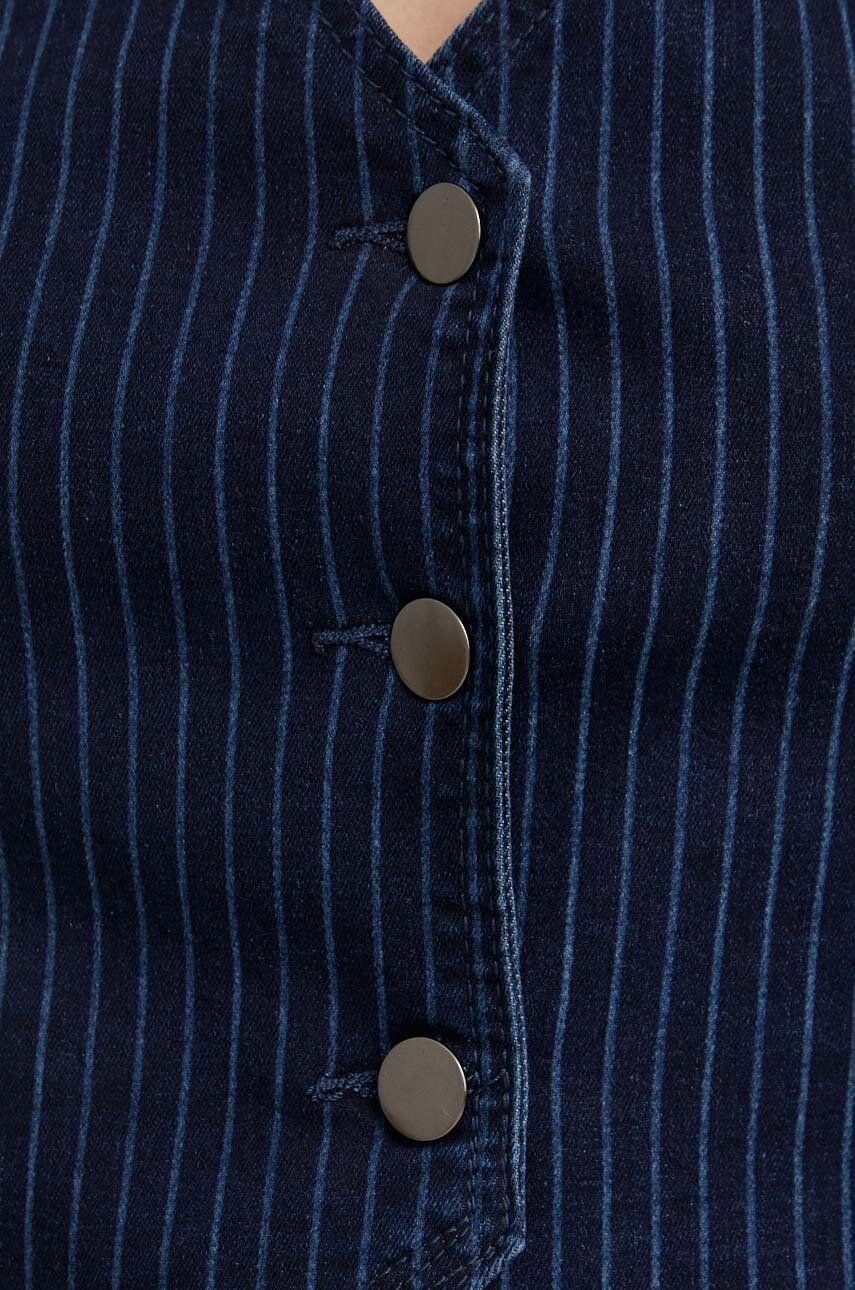 Answear Lab kamizelka jeansowa kolor niebieski jednorzędowa