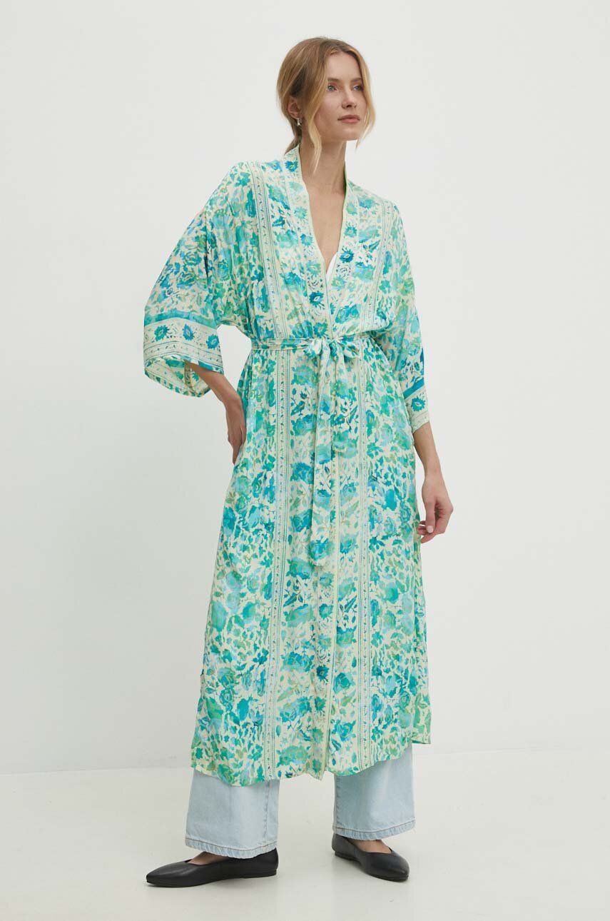 Levně Kimono Answear Lab zelená barva, oversize